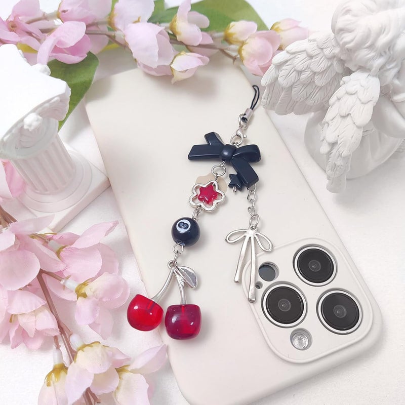 cioatu 1-4PCS Cute Phone Charms Aesthetic Y2K Cell Phone Charms Strap Pink Strawberry Butterfly Star PhoneCharm Y2K Accessories for Bag Keychain Airpods Camera Pendants Decor - Image 4